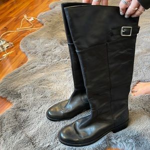 Black coach boots leather